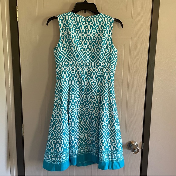 Kim Rogers aqua blue & white 2pc jacket dress 4 petite NWT - Picture 8 of 16